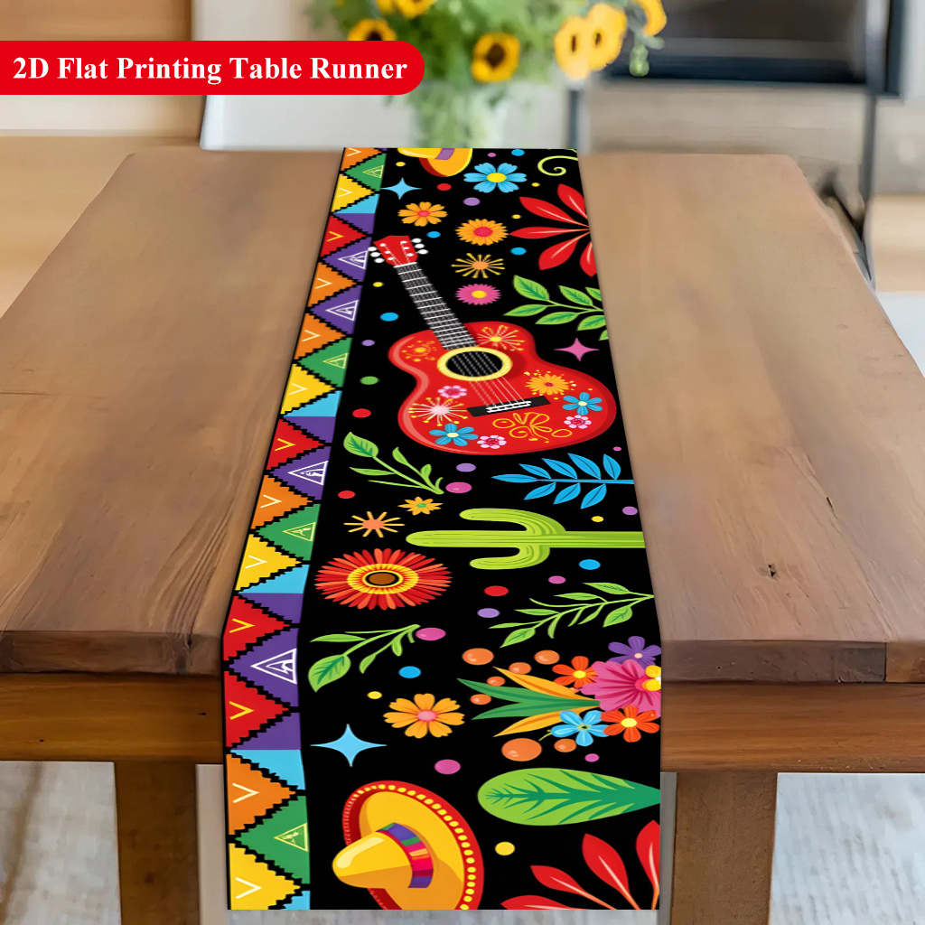 Kitchen Appliances Table - Table Runner 1pc,wedding decor, Colorful Mexican