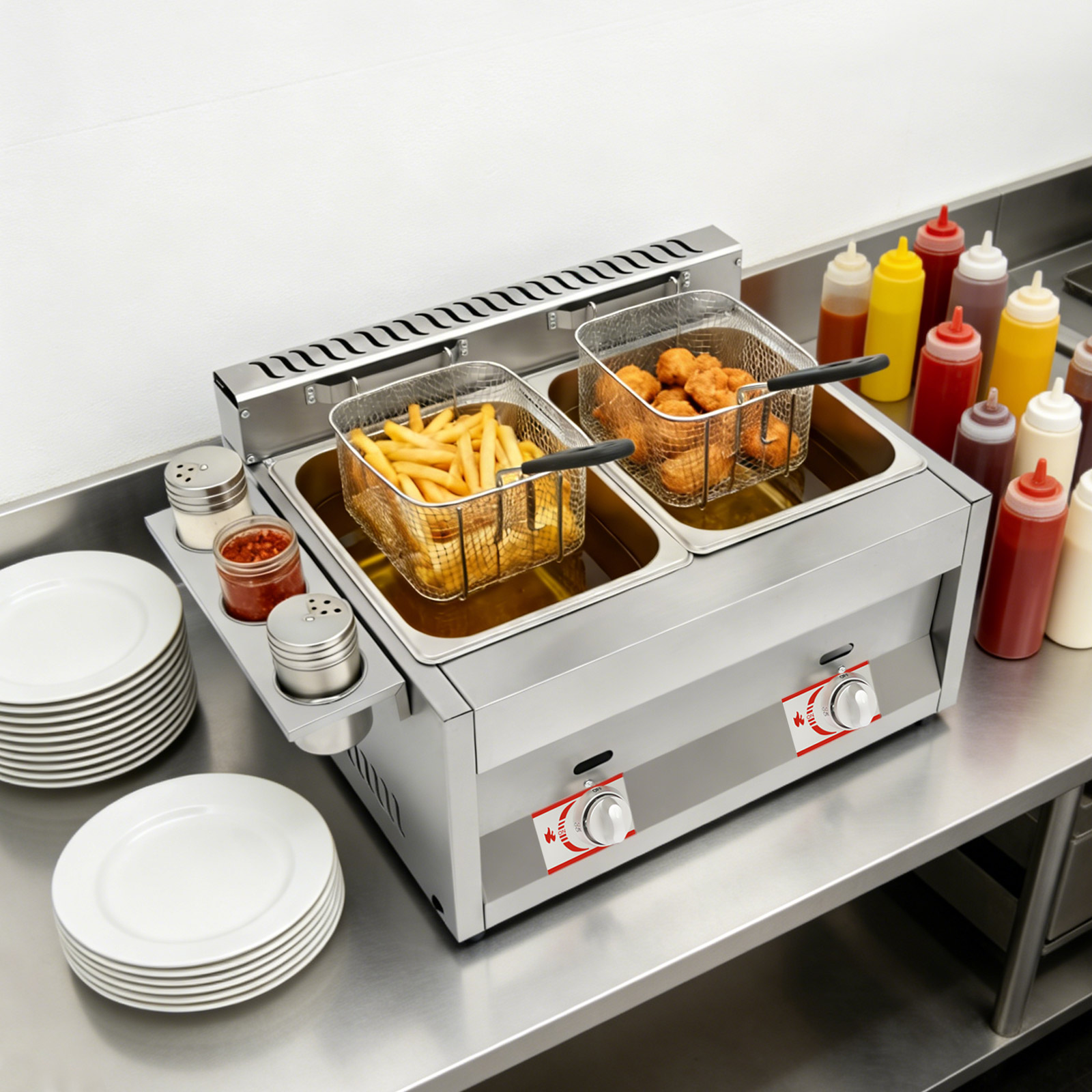 Commercial Dual Tank Deep Frye - Deep Fryer Stainless 评论和价格
