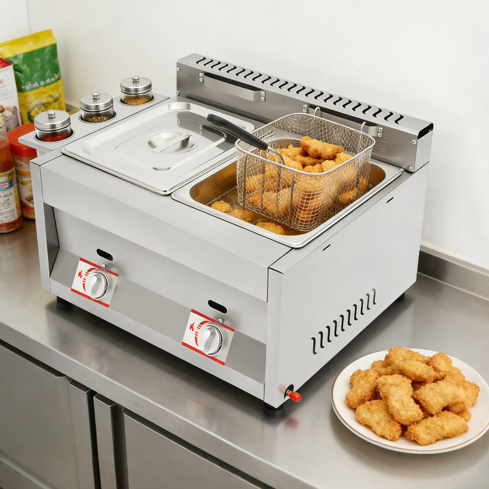 Commercial Dual Tank Deep Frye - Deep Fryer Stainless 评论和价格