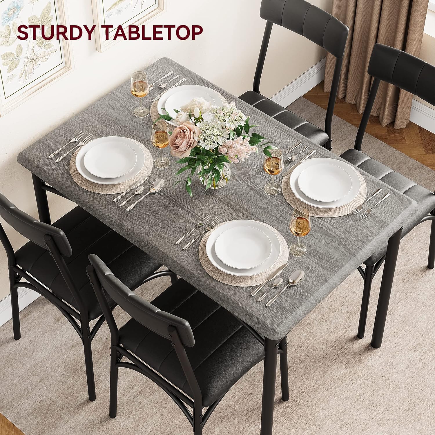 5 Piece Dining Table Set for 4 - Kitchen Appliances Table 评论和价格