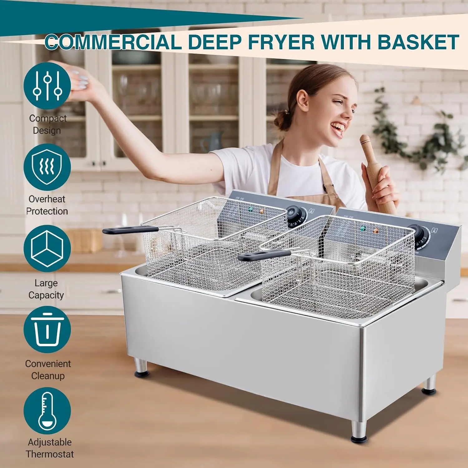 23.2 Quart Commercial Electric - Deep Fryer Stainless 评论和价格