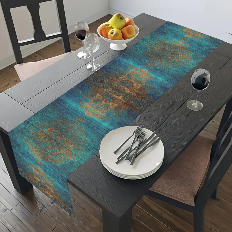 Dark Blue Retro Woven Table Ru - Kitchen Appliances Table 评论和价格