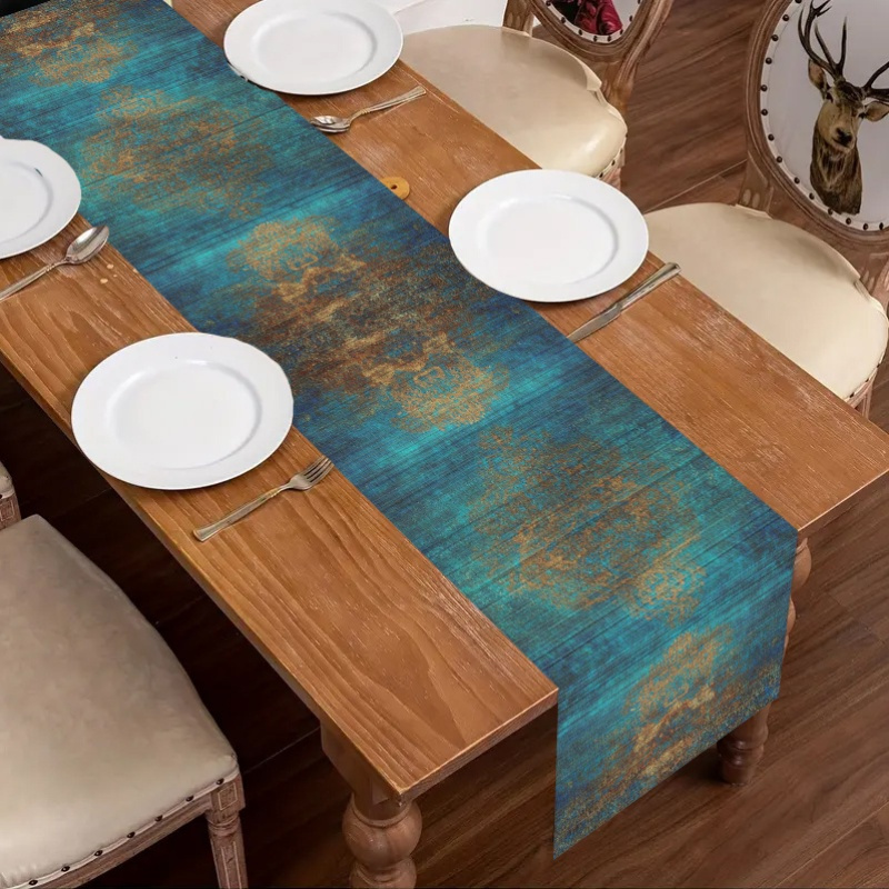 Dark Blue Retro Woven Table Ru - Kitchen Appliances Table 评论和价格