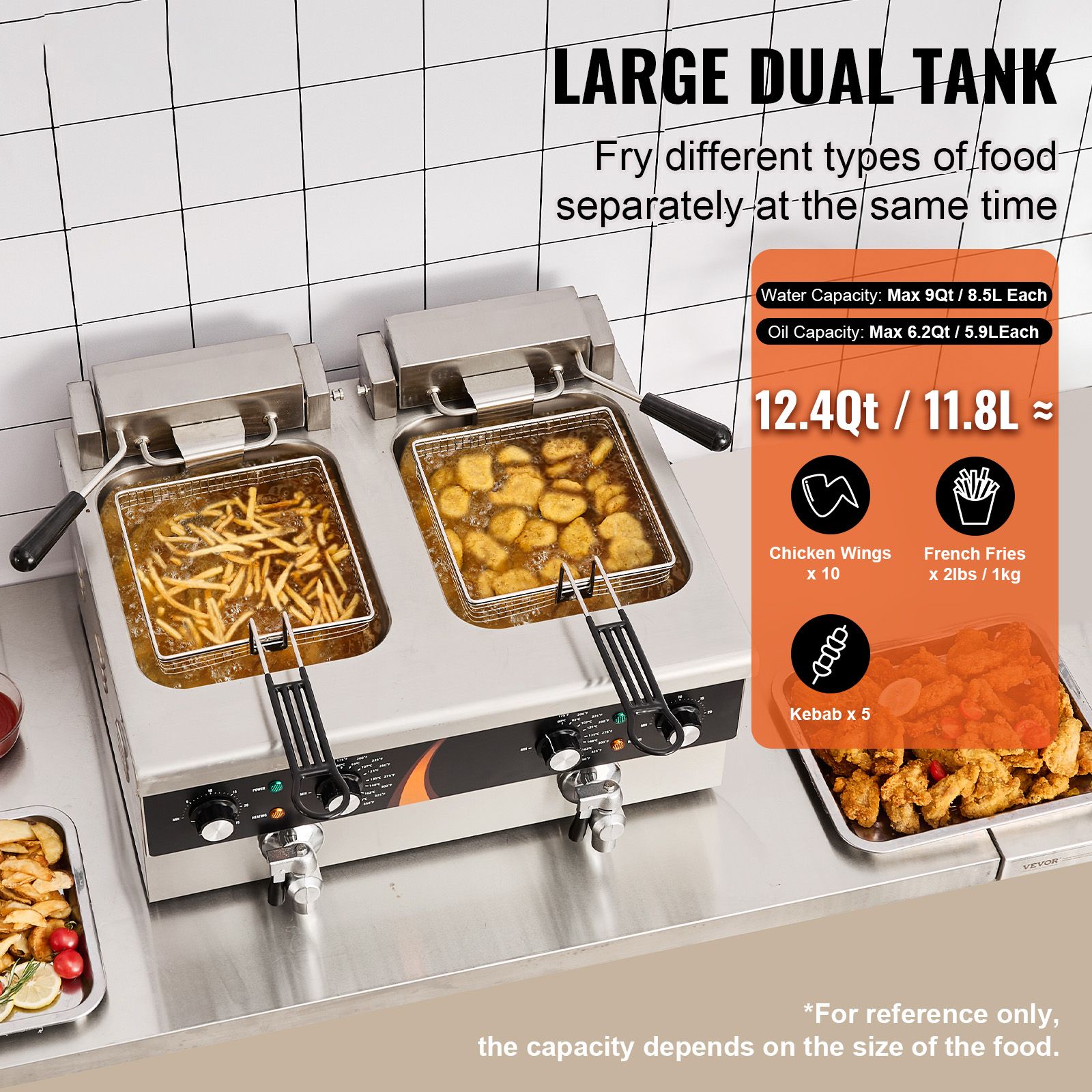 Commercial Deep Fryer 3500W, D - Deep Fryer Stainless 评论和价格